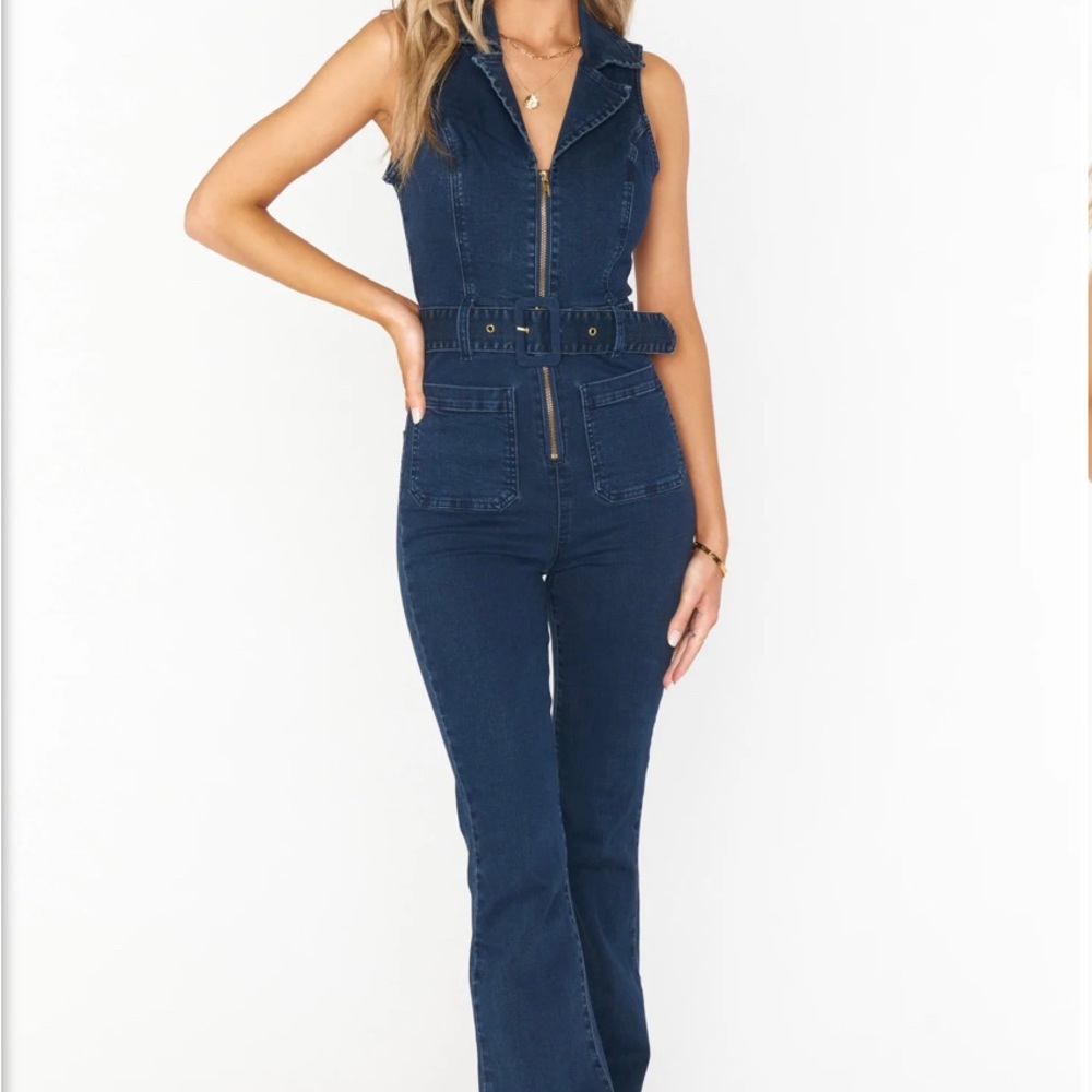 Jacksonville Jumpsuit Dark Denim Show Me Your Mumu Small salty blonde